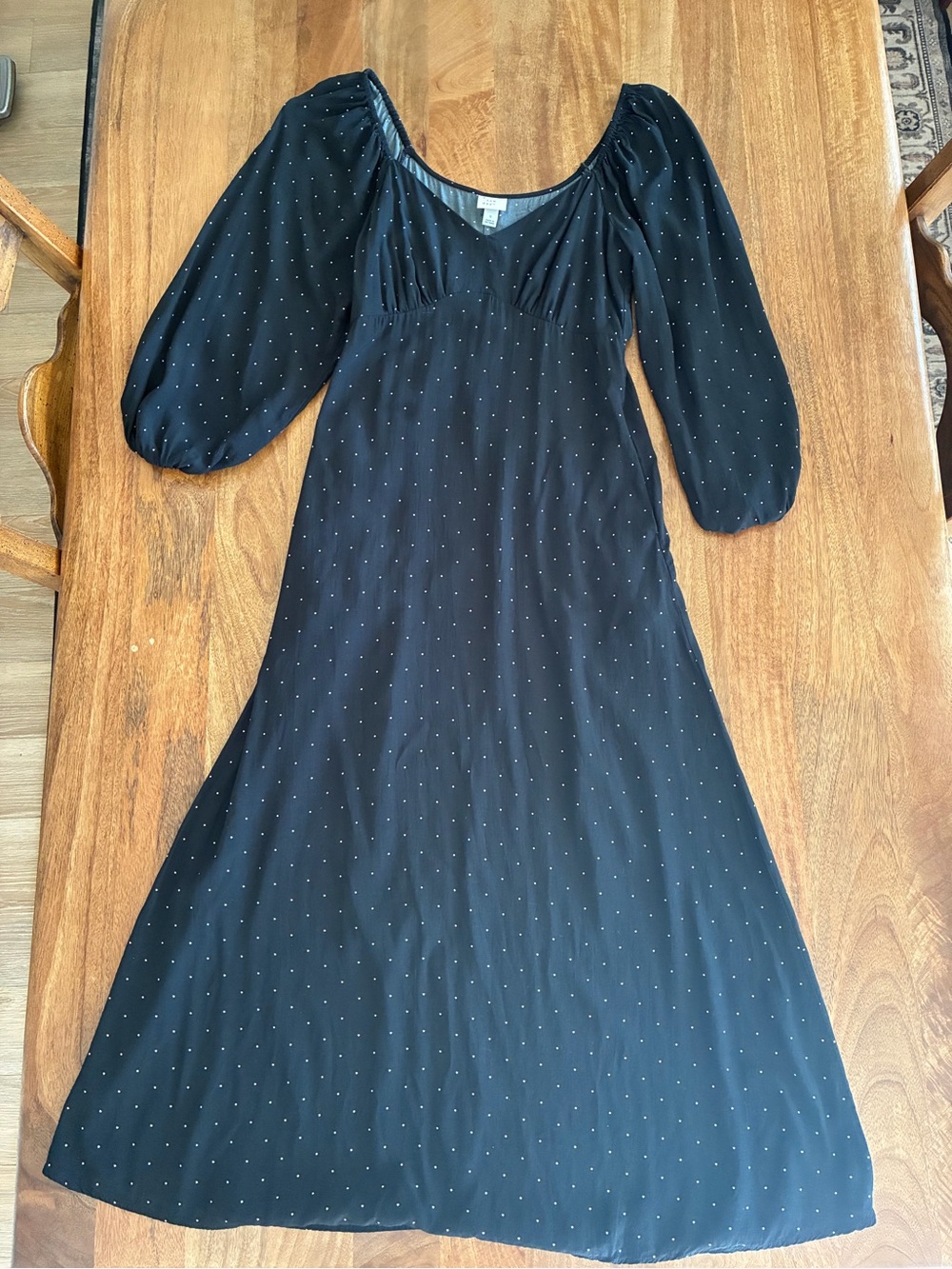 a new day Black Maxi Dress with White Micro Dots